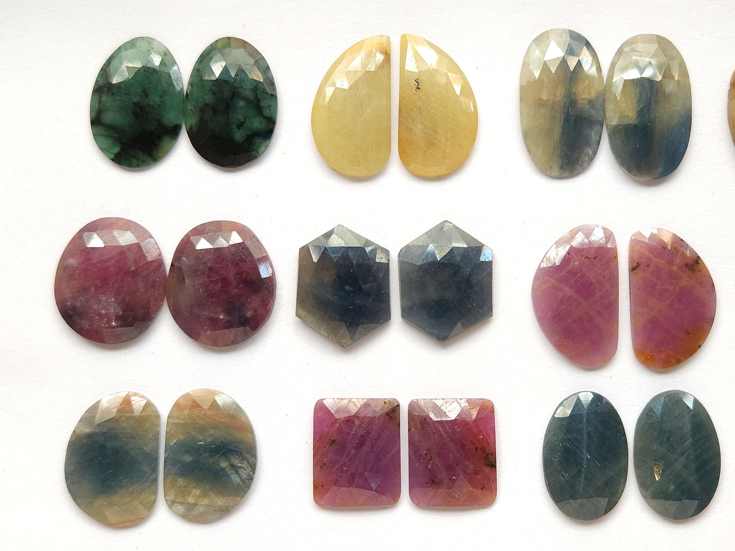 Natural Multi Sapphire Rose Cut Matching Pairs