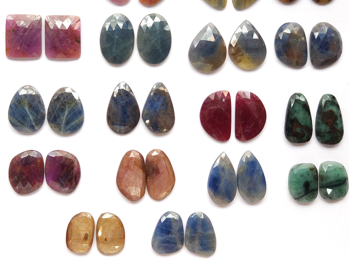 Natural Multi Sapphire Rose Cut Matching Pairs