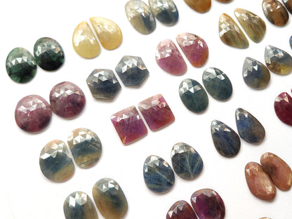 Natural Multi Sapphire Rose Cut Matching Pairs