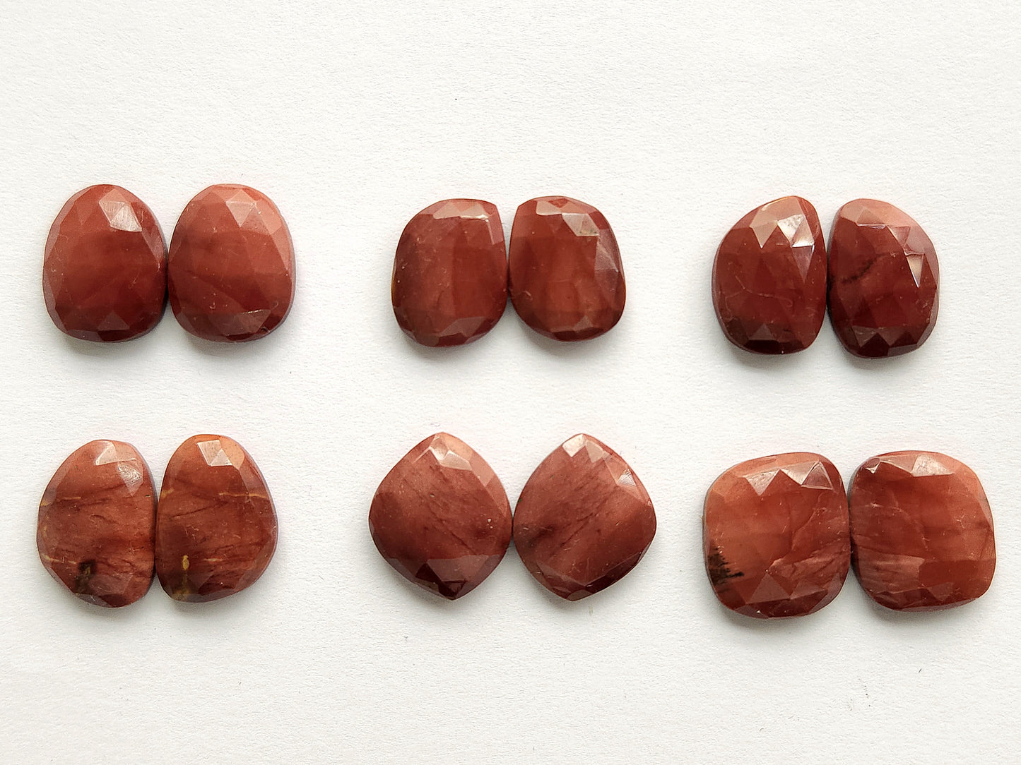 Natural Red Jasper Rose Cut / Faceted Pair