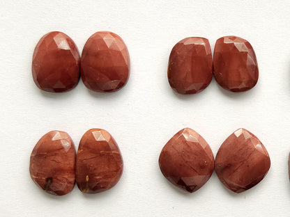 Natural Red Jasper Rose Cut / Faceted Pair