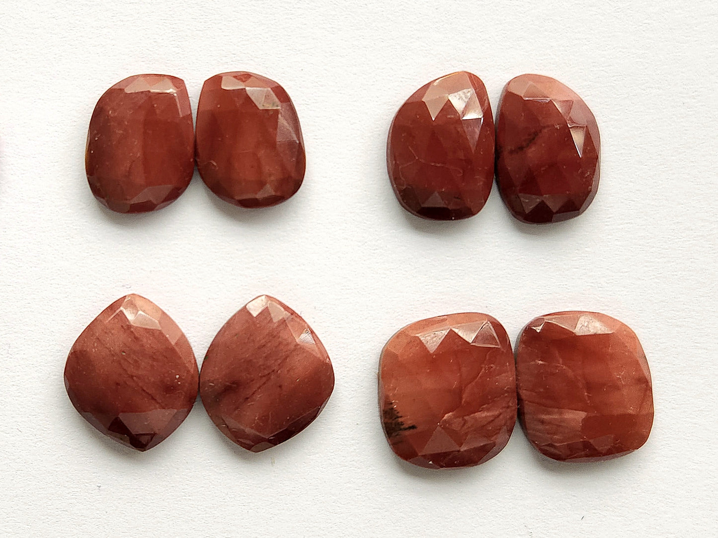 Natural Red Jasper Rose Cut / Faceted Pair