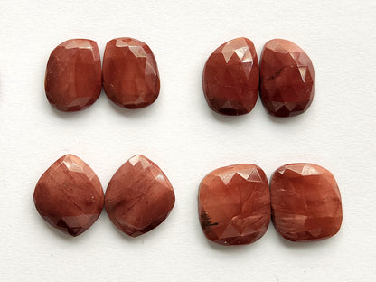 Natural Red Jasper Rose Cut / Faceted Pair