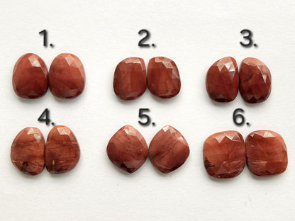 Natural Red Jasper Rose Cut / Faceted Pair