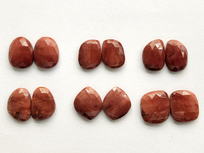 Natural Red Jasper Rose Cut / Faceted Pair