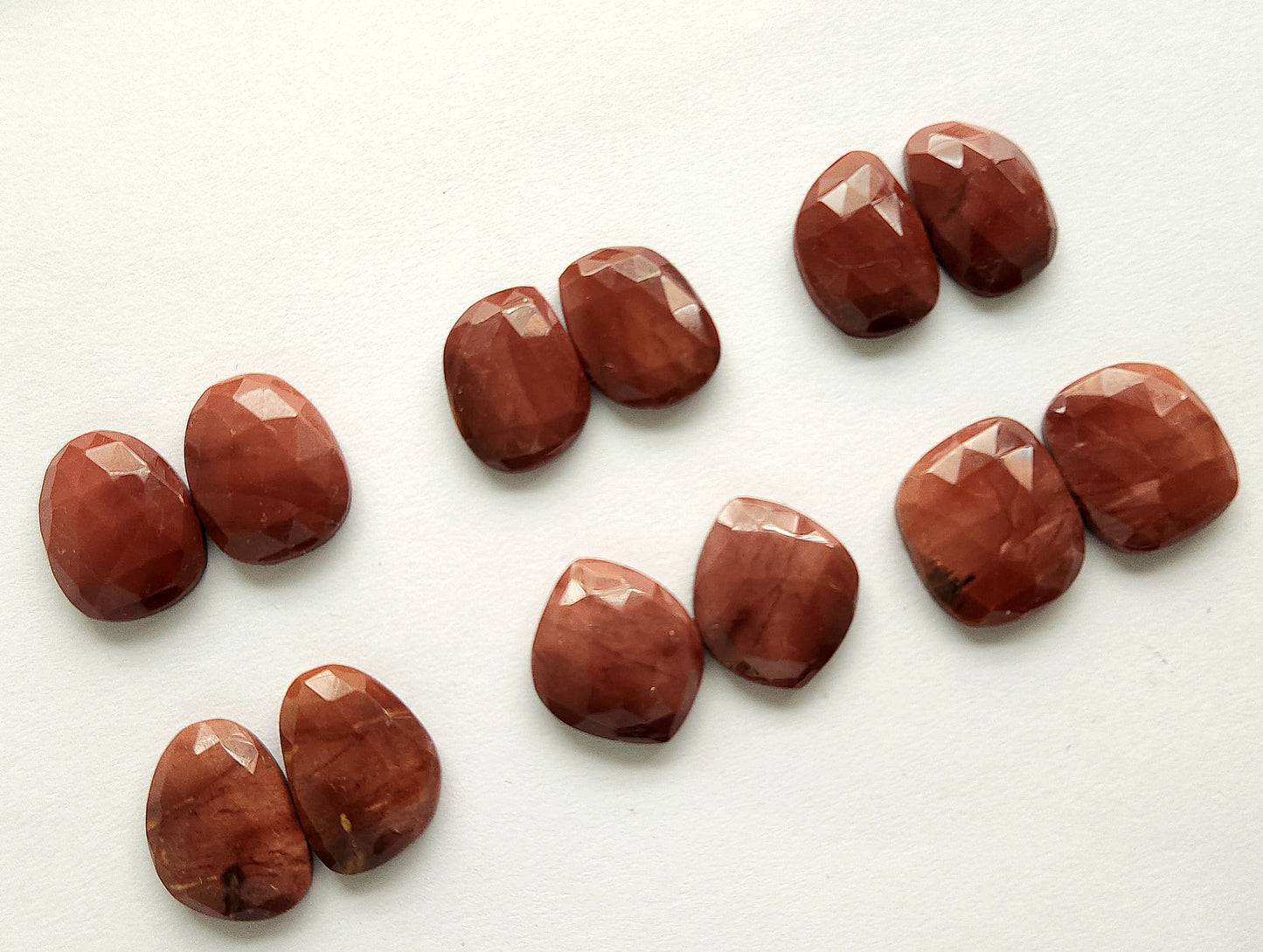 Natural Red Jasper Rose Cut / Faceted Pair