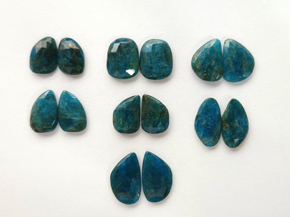 Natural Neon Apatite Rose Cut / Faceted Pair