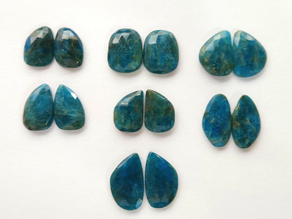 Natural Neon Apatite Rose Cut / Faceted Pair