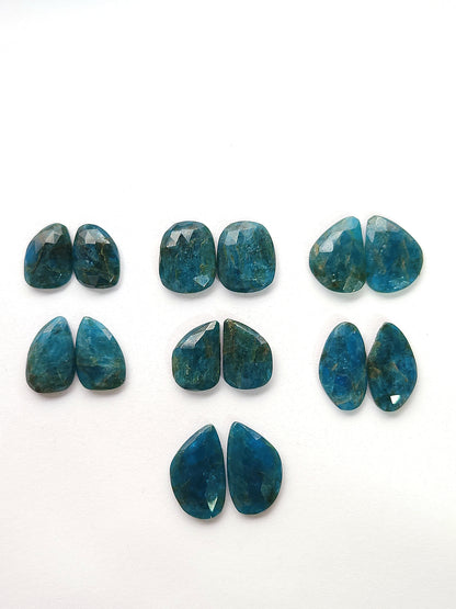 Natural Neon Apatite Rose Cut / Faceted Pair
