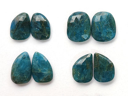 Natural Neon Apatite Rose Cut / Faceted Pair