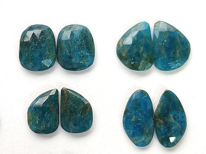 Natural Neon Apatite Rose Cut / Faceted Pair