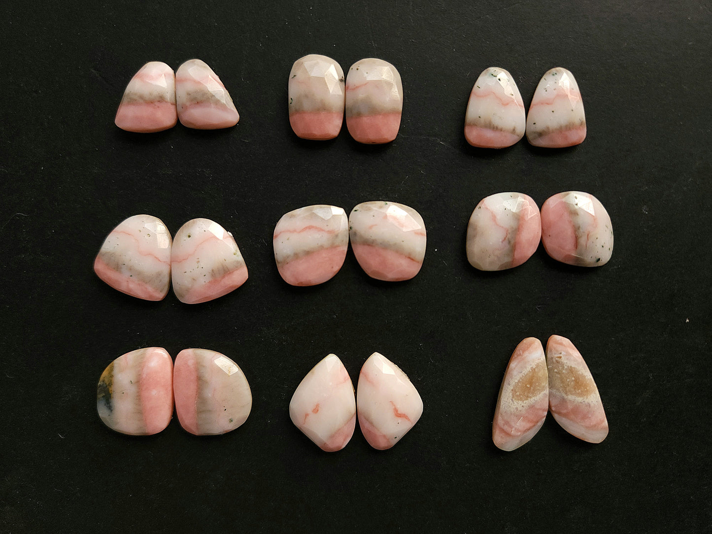 Natural Pink Opal Rose Cut / Faceted Pair
