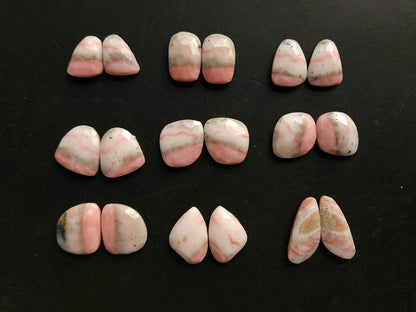Natural Pink Opal Rose Cut / Faceted Pair