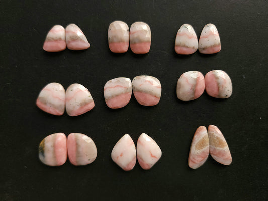 Natural Pink Opal Rose Cut / Faceted Pair