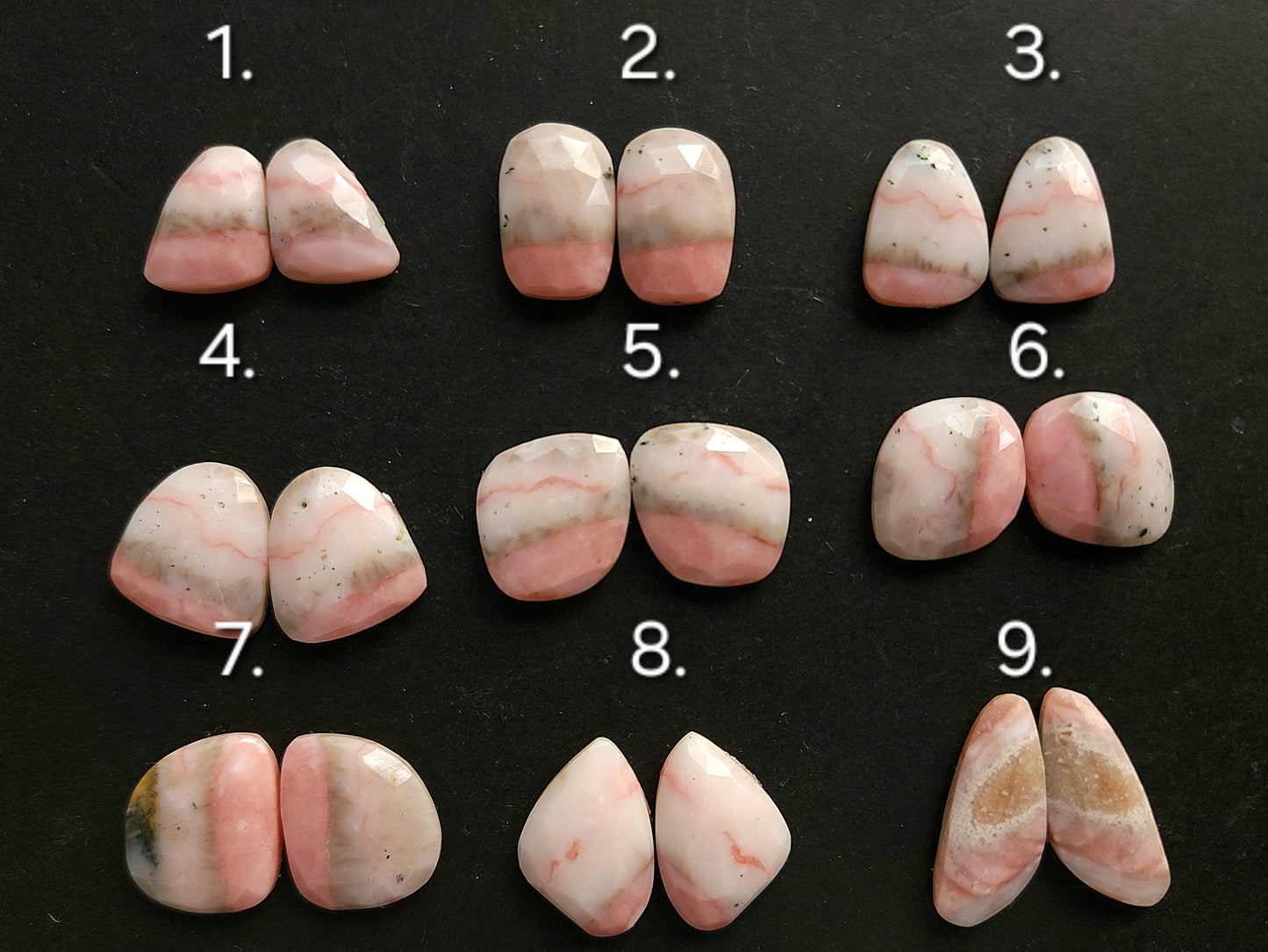 Natural Pink Opal Rose Cut / Faceted Pair