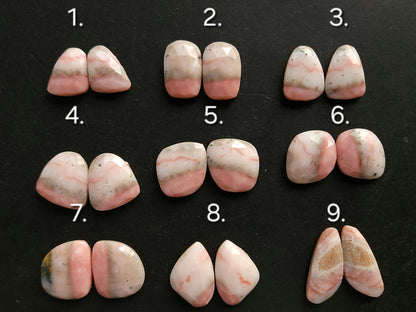Natural Pink Opal Rose Cut / Faceted Pair