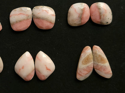 Natural Pink Opal Rose Cut / Faceted Pair