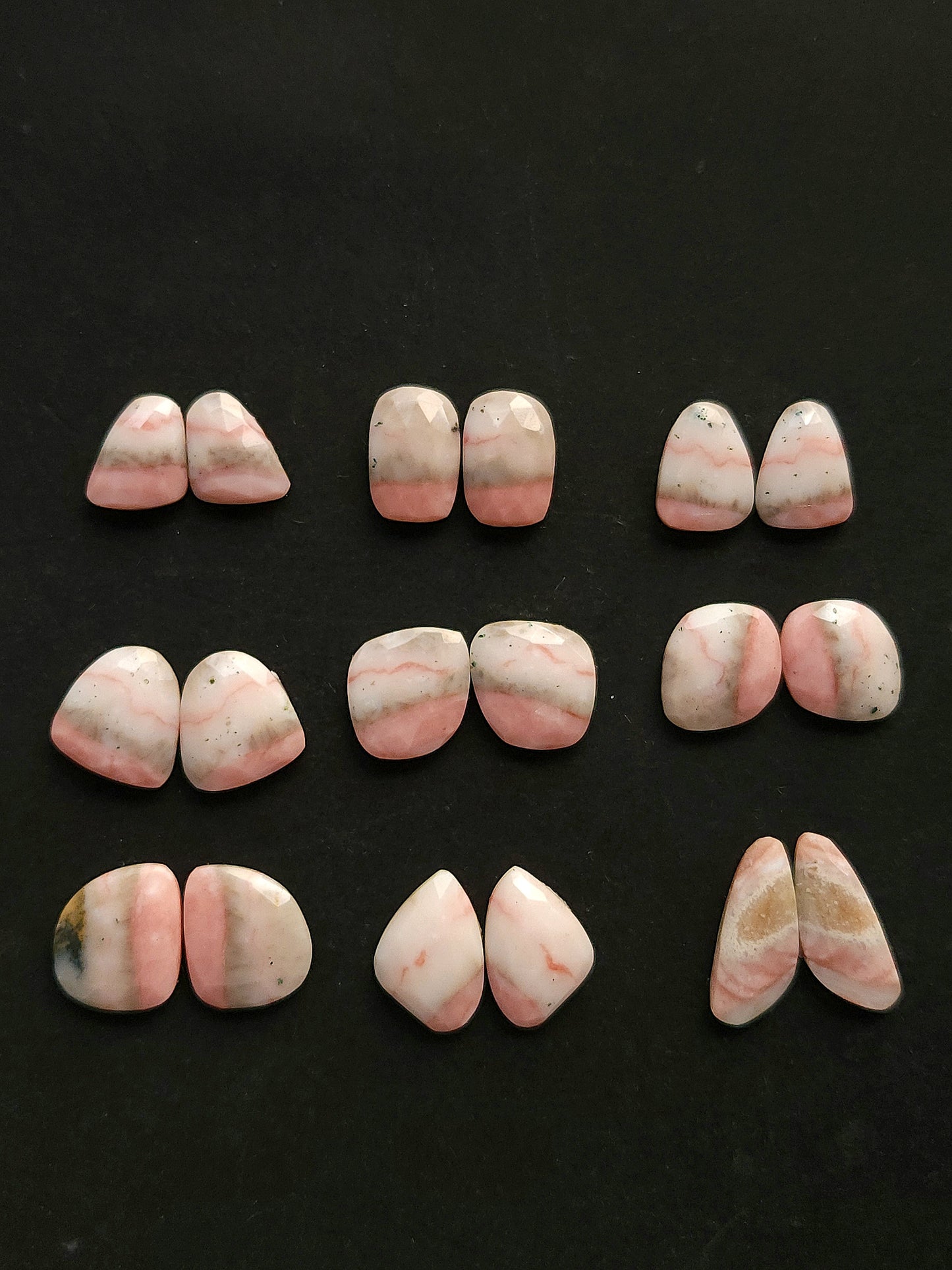 Natural Pink Opal Rose Cut / Faceted Pair