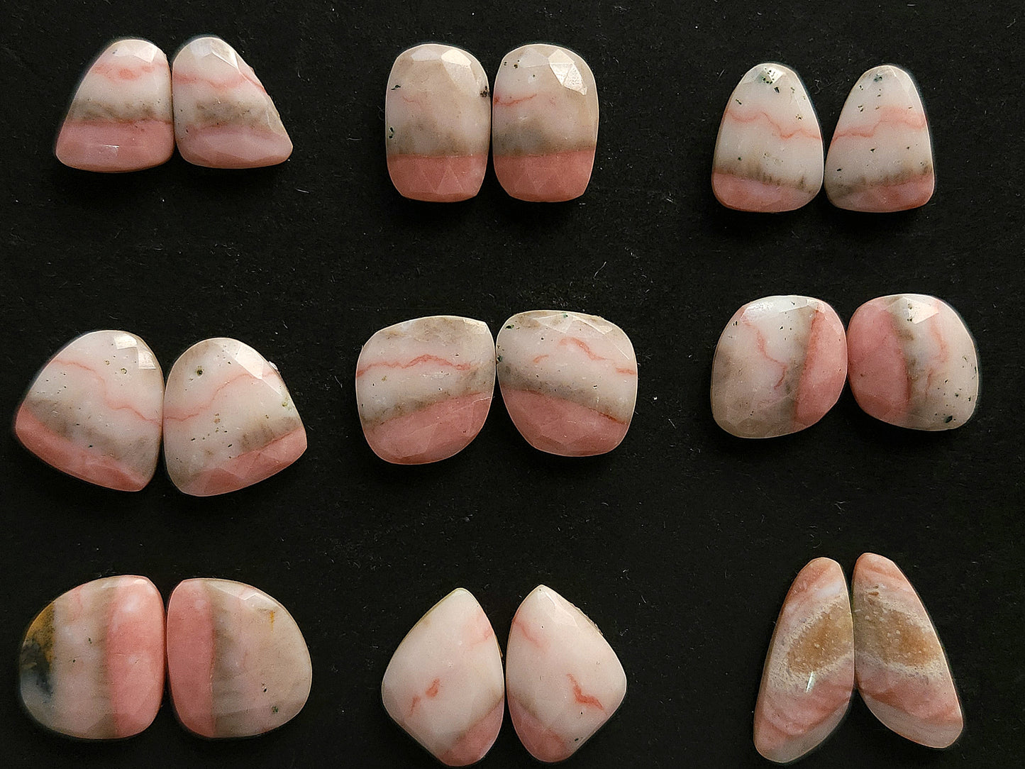 Natural Pink Opal Rose Cut / Faceted Pair
