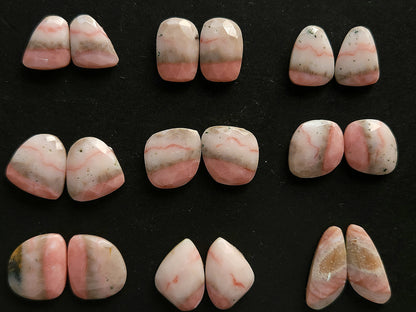 Natural Pink Opal Rose Cut / Faceted Pair