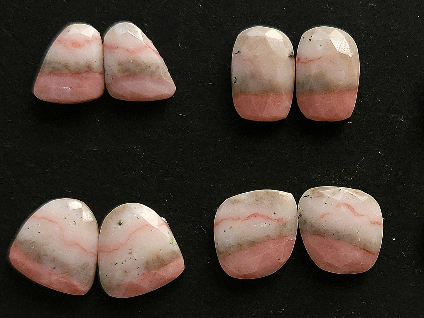 Natural Pink Opal Rose Cut / Faceted Pair