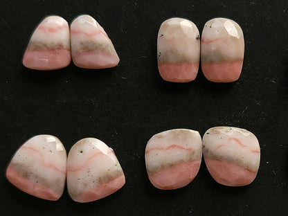 Natural Pink Opal Rose Cut / Faceted Pair