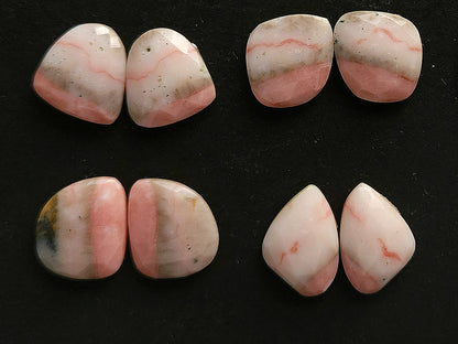Natural Pink Opal Rose Cut / Faceted Pair