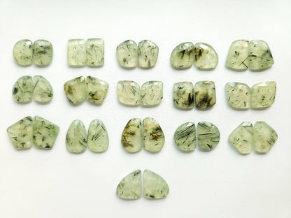 Natural Prehnite Rose Cut / Faceted Pair