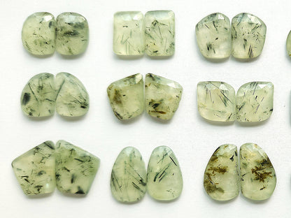 Natural Prehnite Rose Cut / Faceted Pair