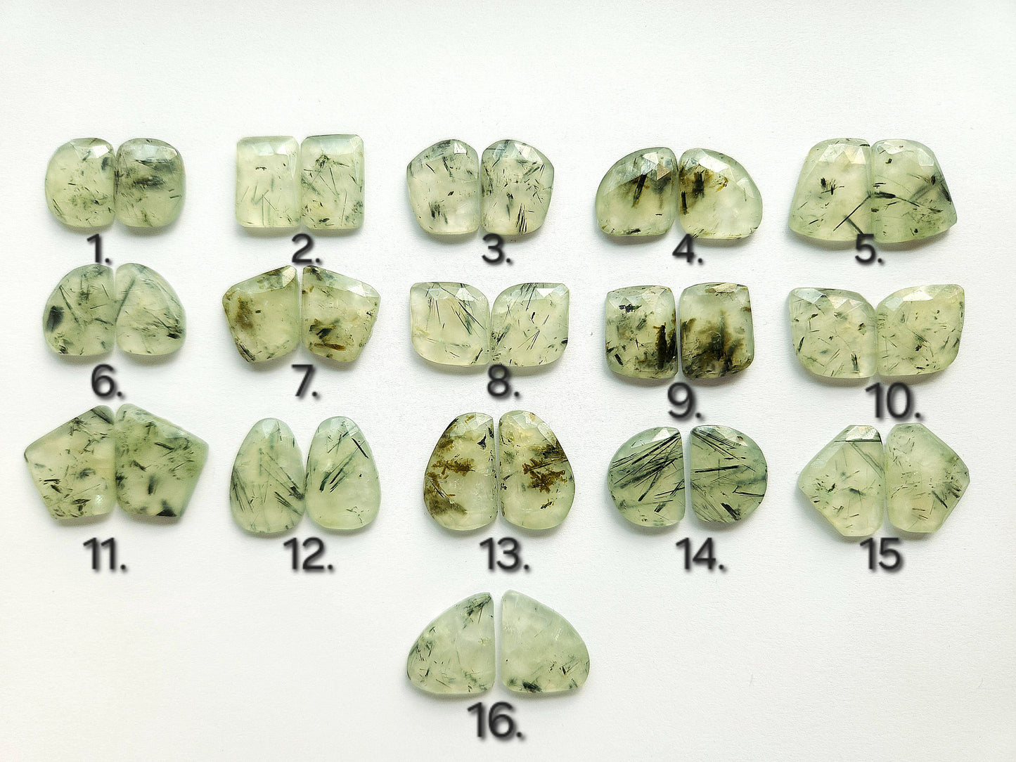 Natural Prehnite Rose Cut / Faceted Pair