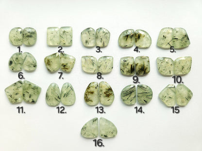 Natural Prehnite Rose Cut / Faceted Pair