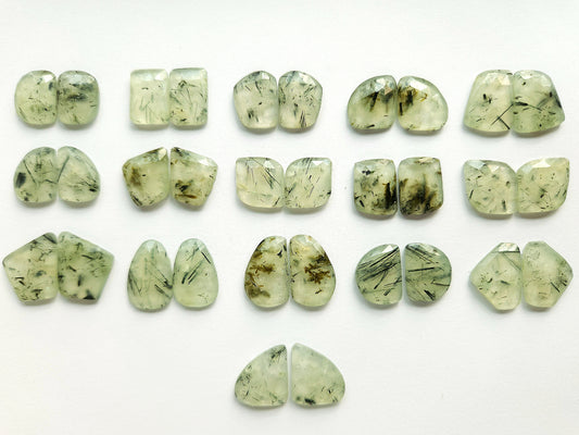 Natural Prehnite Rose Cut / Faceted Pair