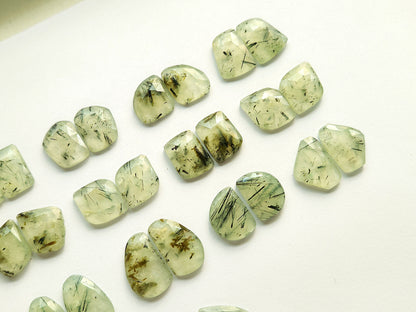 Natural Prehnite Rose Cut / Faceted Pair