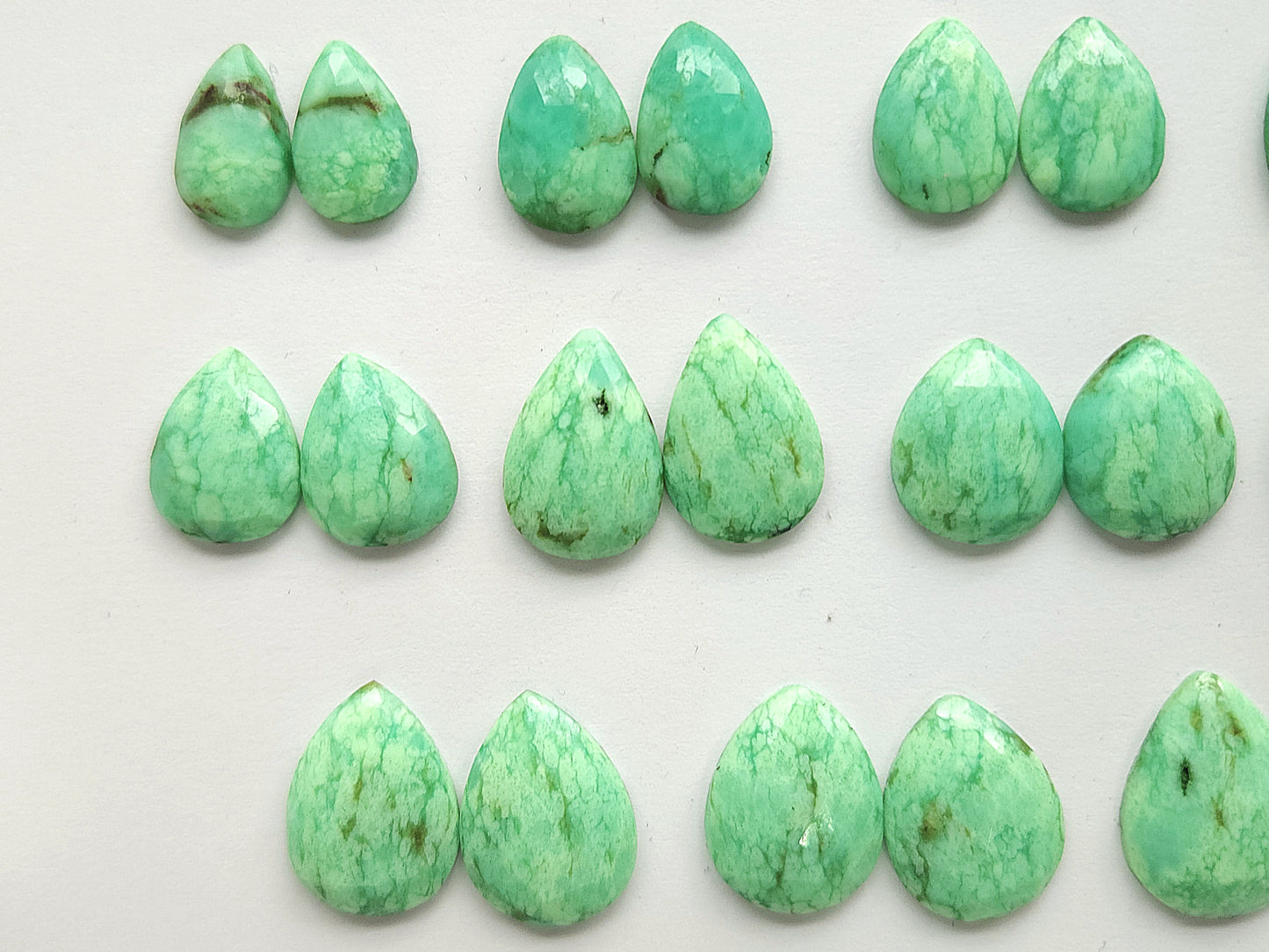 Natural Green Chrysoprase Rose Cut / Faceted Pair
