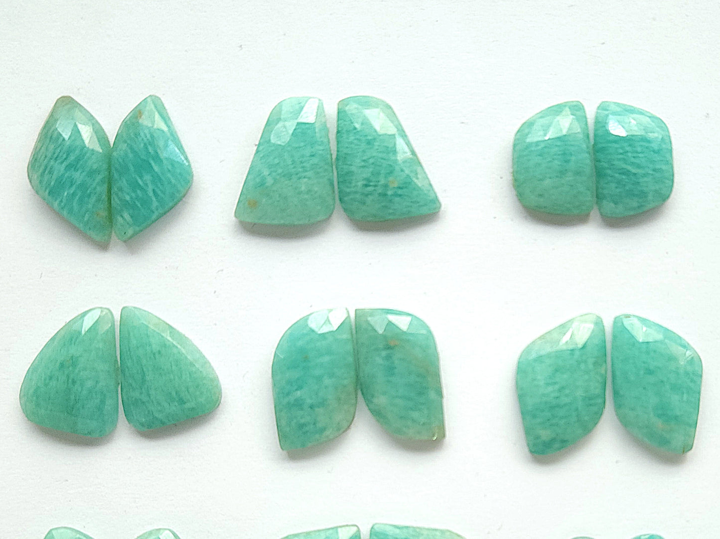 Natural Amazonite Rose Cut / Faceted Pair