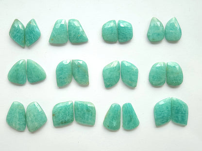 Natural Amazonite Rose Cut / Faceted Pair