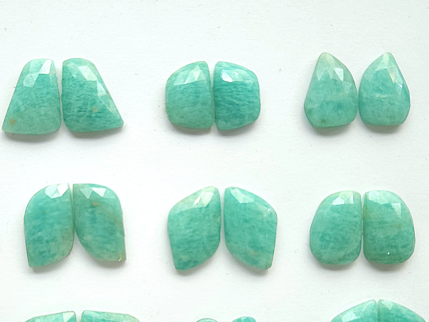 Natural Amazonite Rose Cut / Faceted Pair