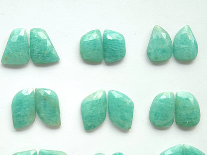 Natural Amazonite Rose Cut / Faceted Pair