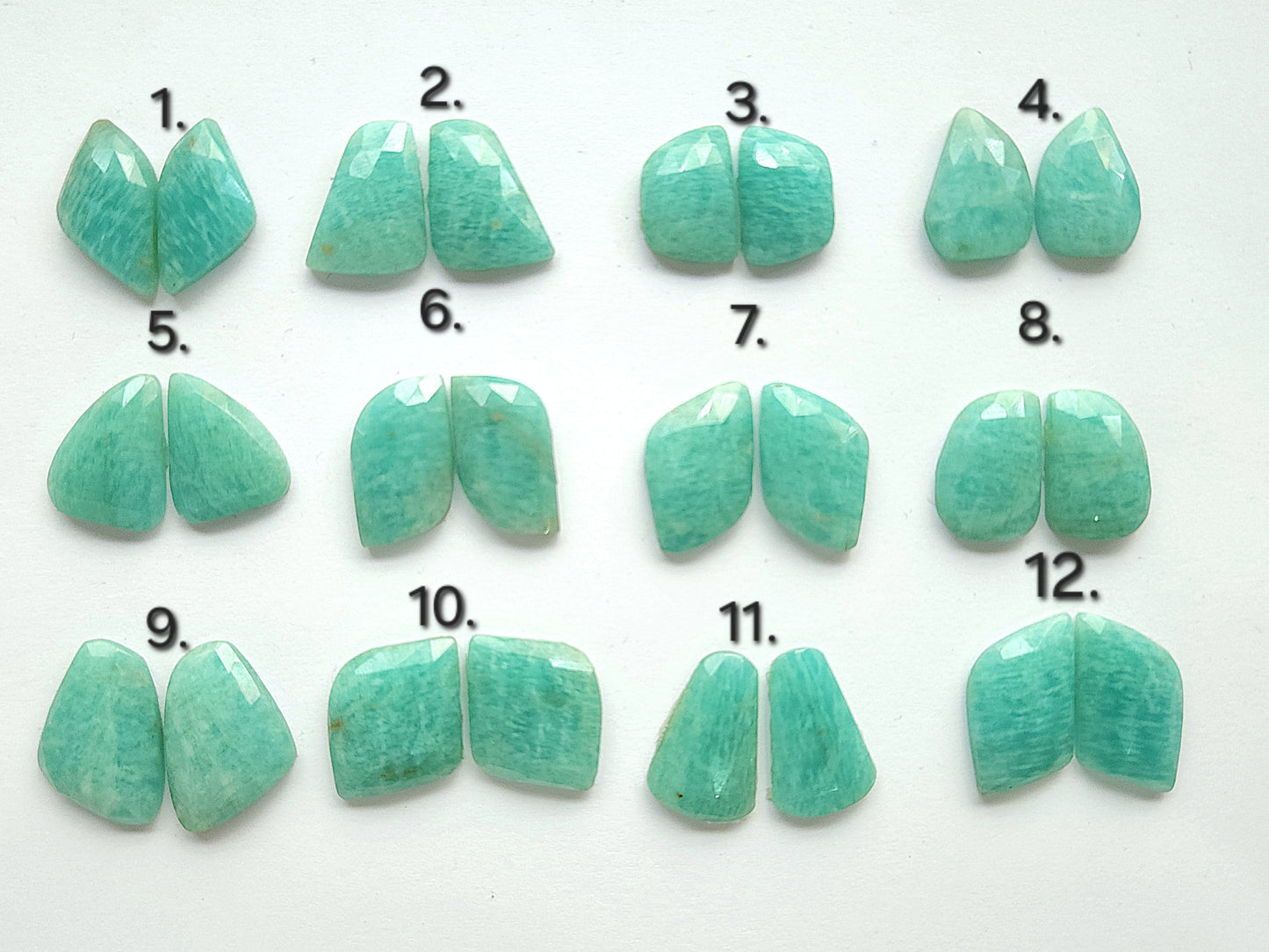 Natural Amazonite Rose Cut / Faceted Pair