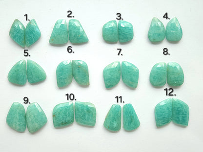Natural Amazonite Rose Cut / Faceted Pair