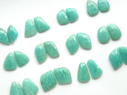 Natural Amazonite Rose Cut / Faceted Pair