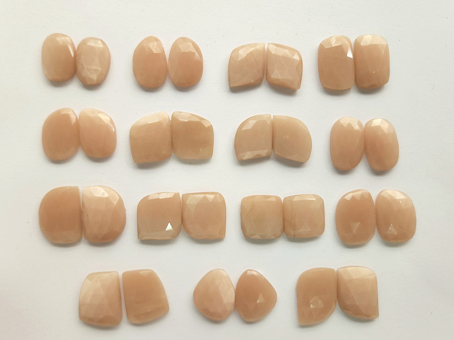 Natural Peach Moonstone Rose Cut / Faceted Pair