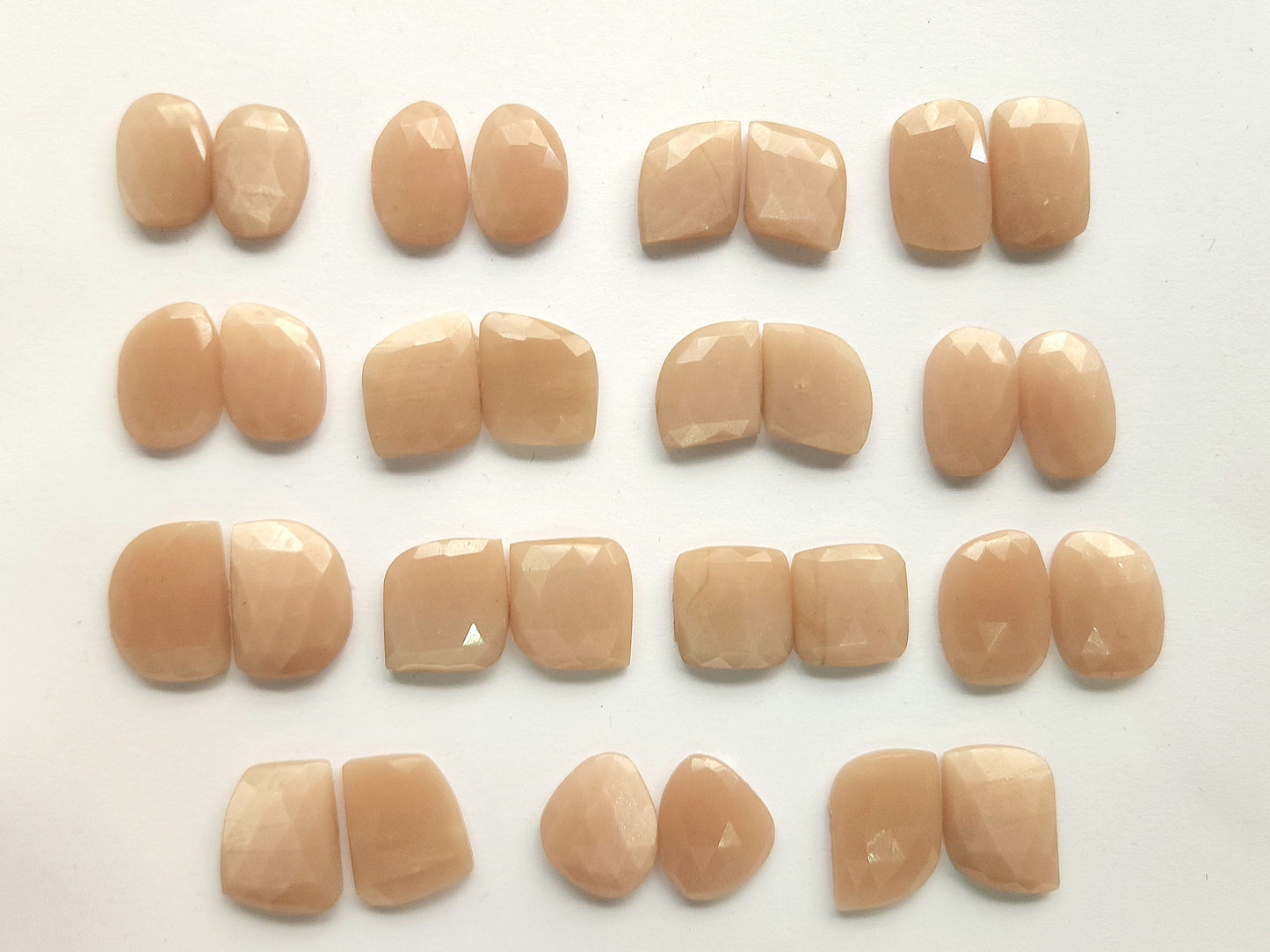 Natural Peach Moonstone Rose Cut / Faceted Pair