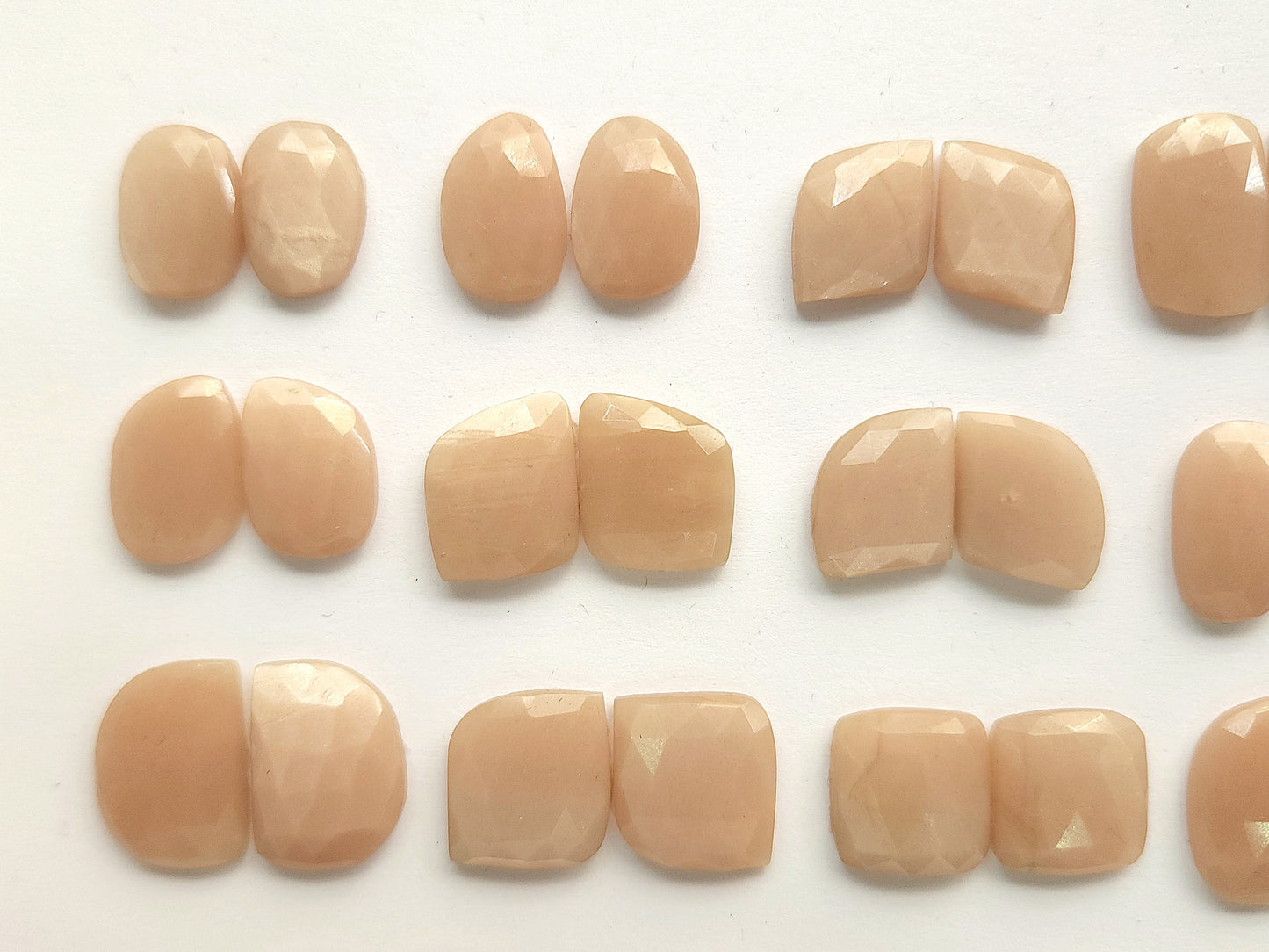 Natural Peach Moonstone Rose Cut / Faceted Pair