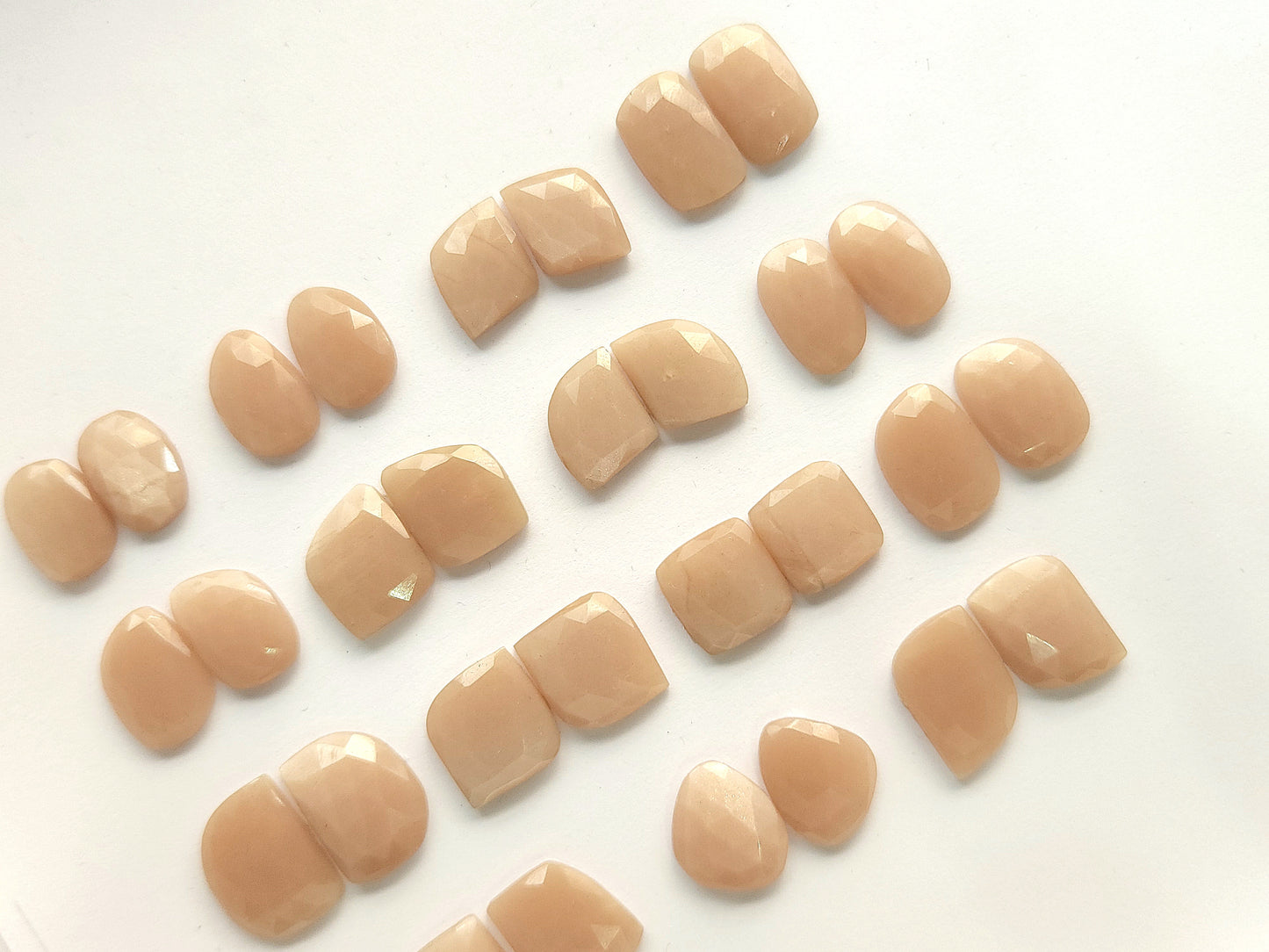 Natural Peach Moonstone Rose Cut / Faceted Pair