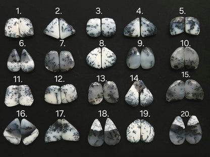 Natural Dendritic Opal Rose Cut / Faceted Pair