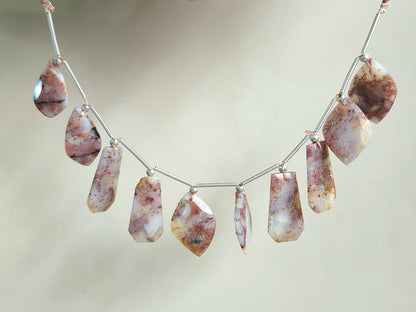 Natural Red Plum Agate Gemstone Fancy Crown Cut Pairs