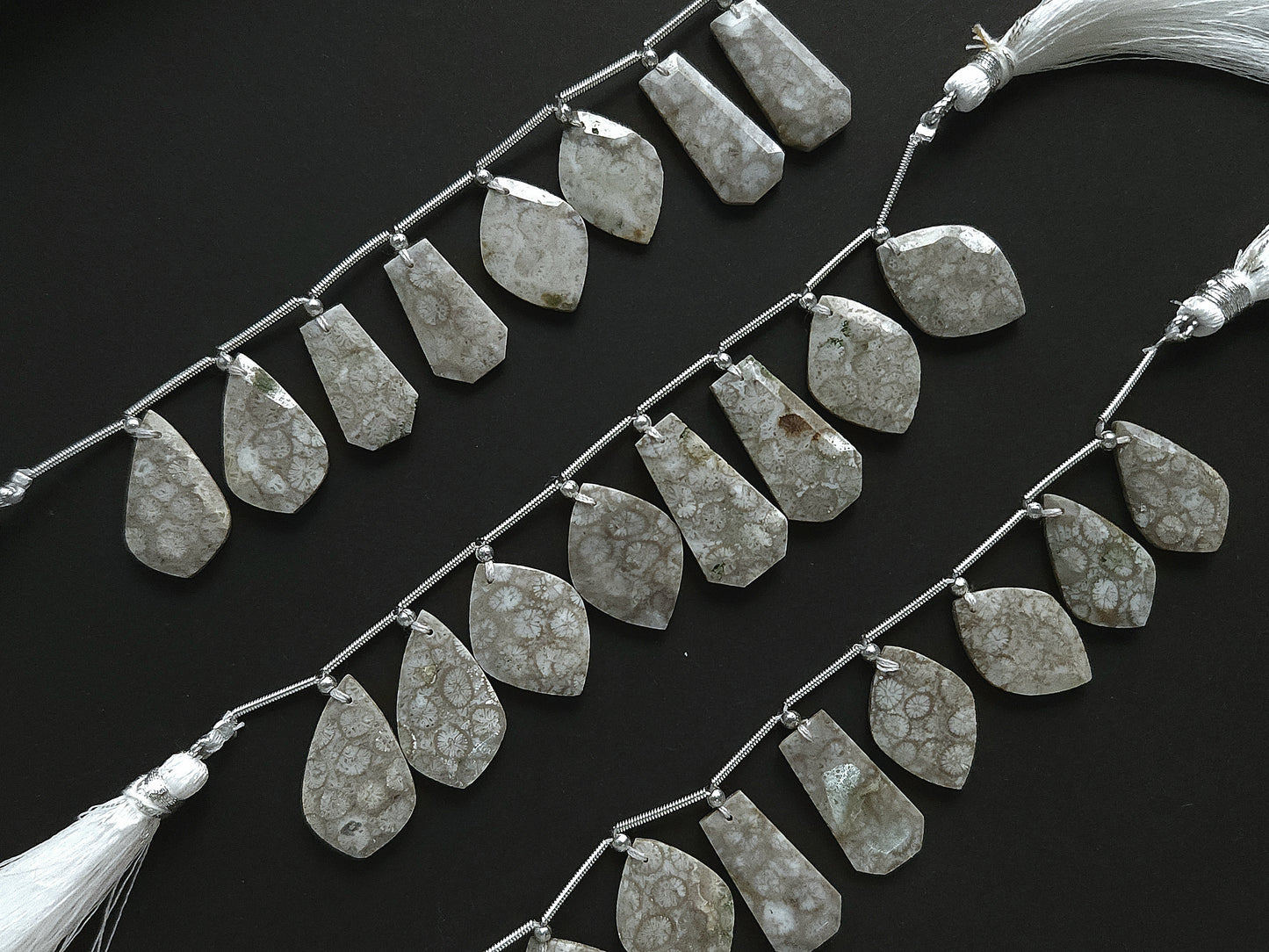 Natural Fossil Coral Jasper Gemstone Fancy Crown Cut Pairs