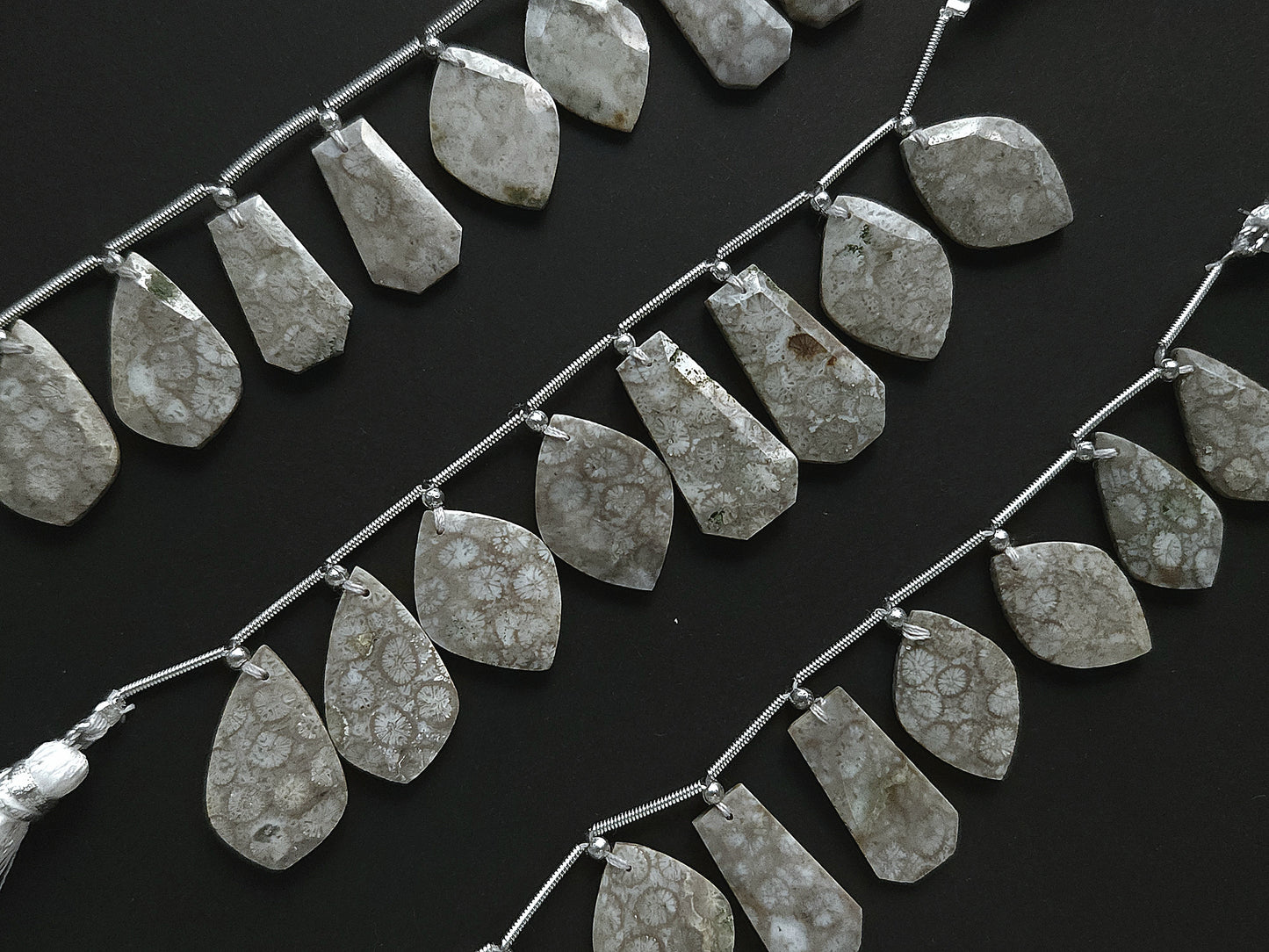 Natural Fossil Coral Jasper Gemstone Fancy Crown Cut Pairs