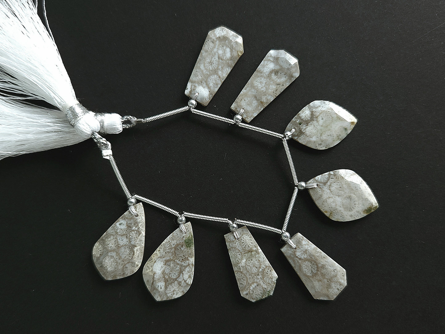 Natural Fossil Coral Jasper Gemstone Fancy Crown Cut Pairs